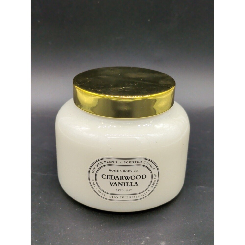 Home & Body Co Cedarwood Vanilla Soy Wax Blend Candle with Essential Oils, 12 oz